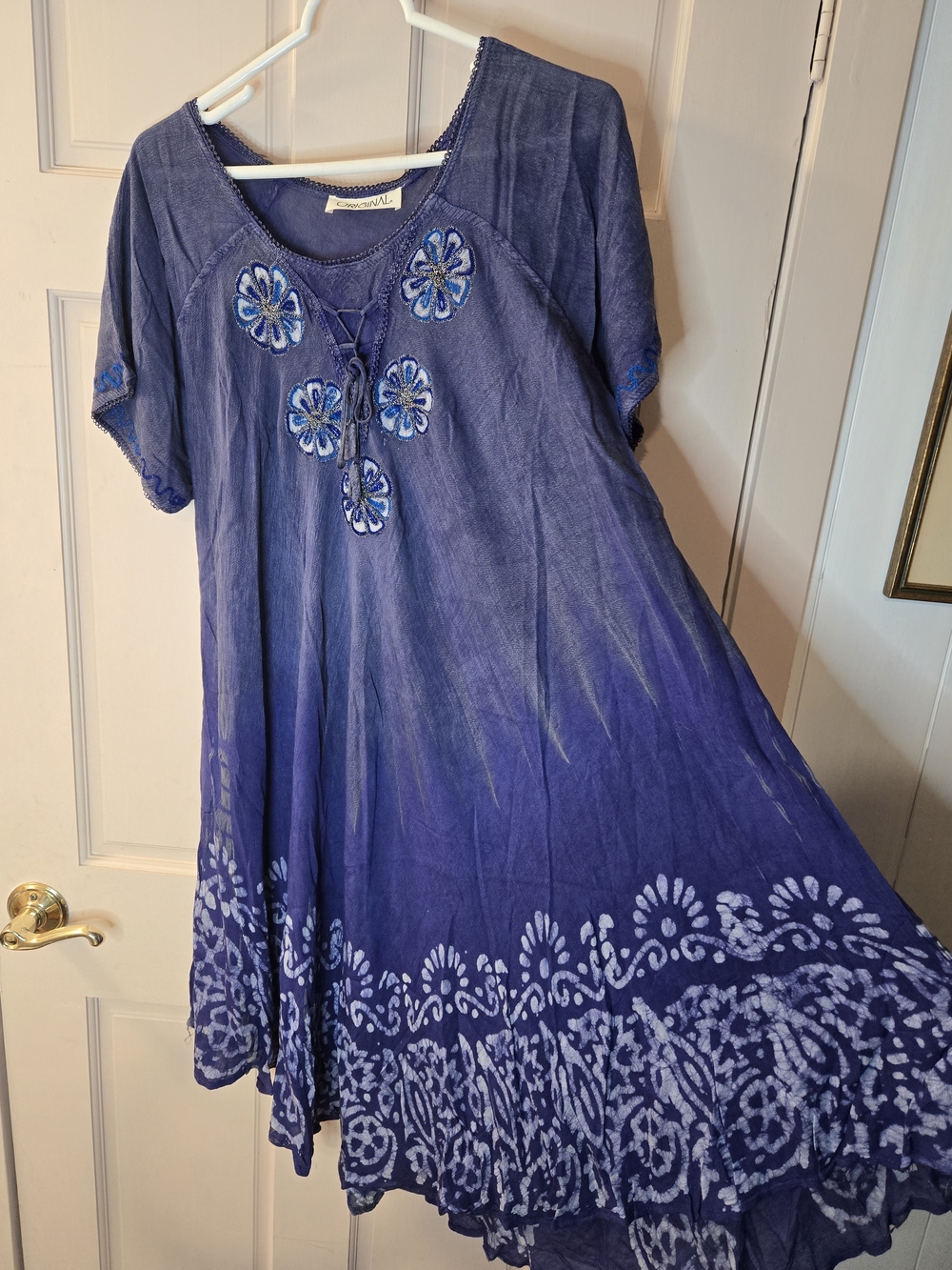 Purple Boho Embroidered Tunic Dress